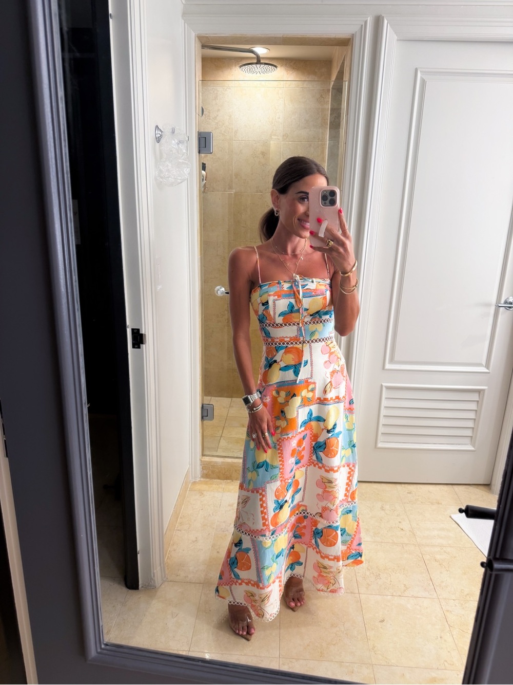 Spaghetti strap Multi-Color Print Maxi Dress